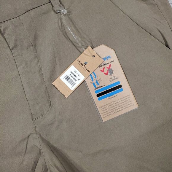Tailor Vintage Canaan Slim Fit Performance Tech Pants Size 36x32 Tan Mushroom - Picture 5 of 9